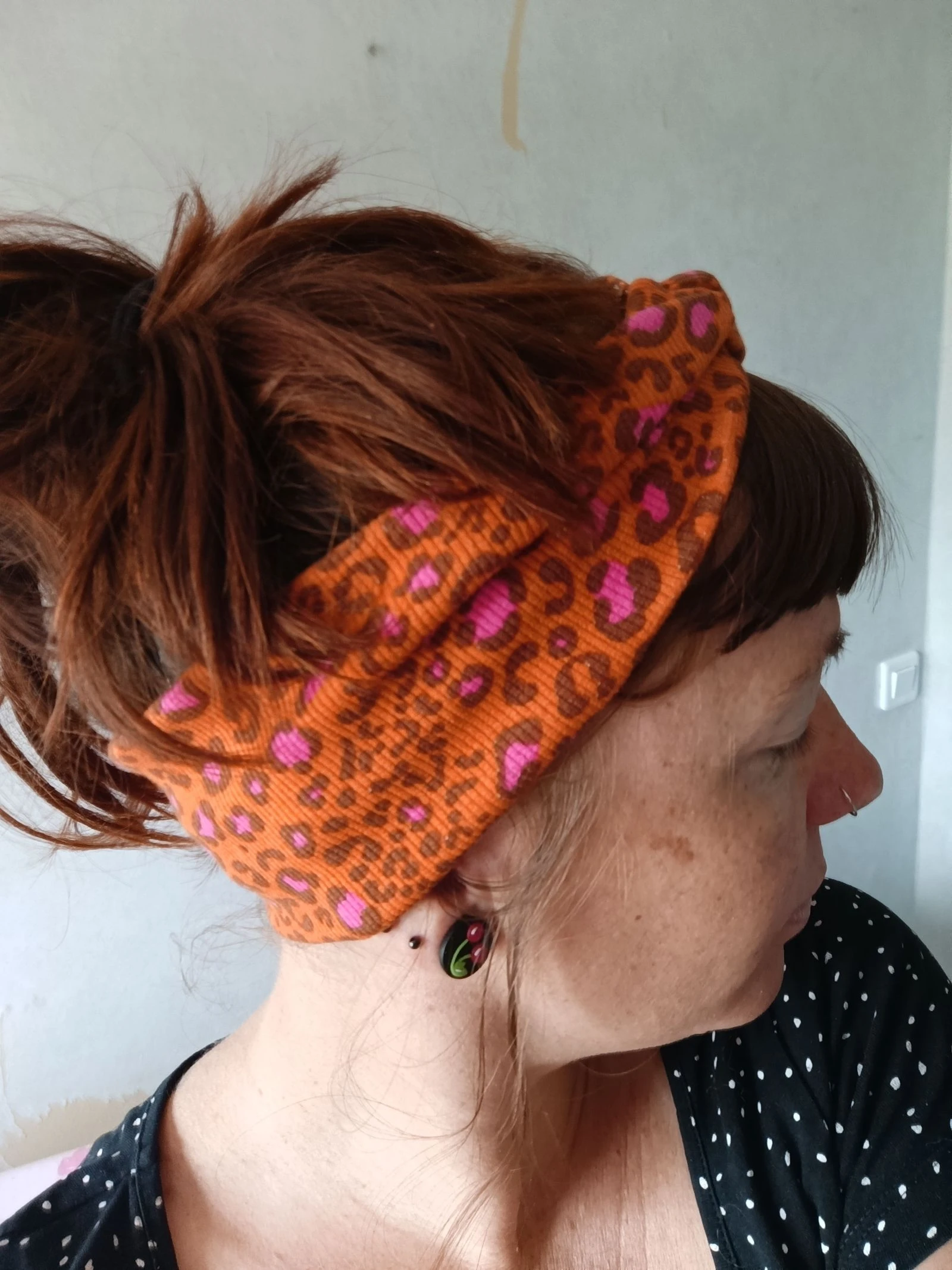 Bandeau cabelo feminino com estampa de leopardo • jersey de algodão Oeko-tex – photo 2